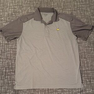 Masters Gray and White Striped Polo Shirt
